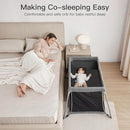 2 in 1 Portable Travel Crib for Toddler, Foldable Crib for Baby, Lightweight Playpen Collapsible Playard with Soft Mattress, Easy to Carry Baby Travel Bed for Outdoor, Indoor (Grey) by TinyTreasures Baby Boutique
