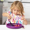 Bumkins Toddler Utensils, Kids Size Fork and Spoon Set, Silicone and Stainless-Steel Training Silverware, Angled Forks / Sporks for Self-Feeding, Children Hold Learning to Eat, 18 Months Up, Purple by TinyTreasures Baby Boutique