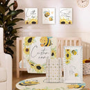 Personalized Baby Crib Bedding Set for Baby Girls, Yellow Bee Pattern Custom Name Baby Crib Sets 5-Pcs, Toddler Double Layer Blanket Fitted Sheets Changing Pad Cover Rug Wall Art Set by TinyTreasures Baby Boutique