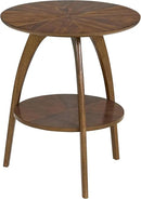 Martin Svensson Home Round Wood Walnut Brown 20" Living Room End Side Accent Table Nightstand with Storage Shelf by CozyNest Decor