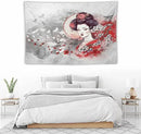 Japanese Geisha Tapestry Asian Red Cherry Blossom Traditional Kimono Folk Tapestries Home Decor for Living Room Bedroom Apartment Farmhouse Dorm 60"x40" by CozyNest Decor