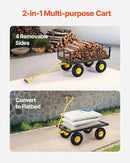 VEVOR 900 Lbs Heavy Duty Steel Garden Cart, Garden Wagon Cart on Wheels, Outdoor Metal Yard Utility Wagon Carts with 10" Tires and Mesh Removable Sides(Convert to Flatbed) and 180°Rotating Handle by GreenHaven Gardens