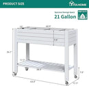 YITAHOME 43.3x17.7x34 in Elevated Garden Bed, Outdoor Plastic Planter Box with Wheels, Legs, Drain Plug, and Storage Shelf for Plants, Vegetables, Flowers, Herbs, Grayish-White by GreenHaven Gardens