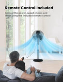 PELONIS 16'' Pedestal Fan for Bedoom, Remote, Standing Fan with 7-Hour Timer, 90° Oscillation, 3-Speeds, Adjustable Height, Electric Cooling Fans for Living Room and Office by CozyNest Decor