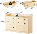 Cozy Castle Baby Dresser with 6 Drawers and Large Table Top, Multi-Functional Chest of Drawer, Drawer Dresser with Three-Sided High Rails for Nursery, Children's Room, Bedroom, Oak by TinyTreasures Baby Boutique