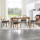 Rattan Dining Chairs Set of 6 Upholstered Linen Kitchen & Dining Room Chair with Curved Backrest Farmhouse Kitchen Chair Solid Wood Armless Side Chair for Dining Room/Restaurant, Black by CozyNest Decor