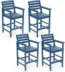 Tall Adirondack Chairs Set of 4, HDPE Wood Balcony Adirondack Chairs Set with Heart Cutout Design, Weather-Resistant Bar Height Furniture for Deck, Porch, Pool (Navy Blue) by GreenHaven Gardens