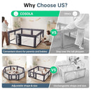 Baby Playpen,Large Play Pen for Babies and Toddlers with Door 79x71 Inch, Adjustable Playpen Non-Slip Suction Cups Base Safe and Sturdy, Indoor Outdoor Playard,Black by TinyTreasures Baby Boutique