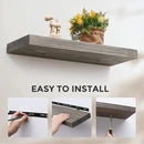 Fun Memories European Pine Floating Shelves for Wall, Mounted Shelf for Decor Storage Set of 2 - Natural Rustic Wooden Wall Shelf for Kitchen Bathroom Living Room Bedroom Farmhouse - Grey by CozyNest Decor
