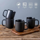 AmorArc 14oz Coffee Mugs Set of 6, Ceramic Coffee Mugs with Large Handle & Wavy Rim for Latte/Hot Cocoa/Tea, Stylish Coffee Mugs for Men Women. Oven,Dishwasher&Microwave Safe, Matte Black by CozyNest Decor