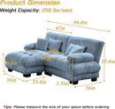 Modular Sectional Sofa, Comfy Cloud Couch Oversized Loveseat with Ottoman, Sectional Couches for Living Room, Modern Chenille L Shaped Couch, Sleeper Deep Seat Sofa with Throw Pillows, Blue by CozyNest Decor