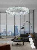 Dia 40" Modern Crystal Chandelier Light Fixtures Silver Luxury Chandeliers for Dining Room Round Hanging Pendant Lighting for Living Room Kitchen Entryway Bedroom by CozyNest Decor
