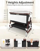 4 in 1 Baby Bassinet, Bassinets Bedside Sleeper with Wheels and Storage Basket, Adjustable 7 Heights Bedside Sleeper with Mosquito Net, Breathable Mesh Rocking Bassinet for Baby by CozyNest Decor