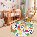 STARUIA Colorful Round Kids Rug 5 Ft, Machine Washable Rug for Playroom, Non-Slip Circle Rugs for Classroom, Soft Circular Carpet Handprints and Footprints Play Mat for Nursery Bedroom Preschool by CozyNest Decor