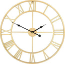 LEIKE Large Modern Wall Clocks,24" Gold Metal,Rustic,Round,Silent Non Ticking,Battery Operated Roman Numerals Clock for Living Room/Bedroom/Kitchen Wall Decor-(Gold, 60cm) by CozyNest Decor