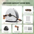 Giraffe Tools Retractable Hose Reel with 1/2 Inch x 100FT, Heavy Duty Ground Mount Garden Hose Reel, Automatic Rewind,with 9-Function Sprayer Nozzle & Flexible Swivel Base by GreenHaven Gardens