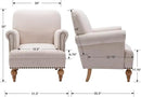 chairus Linen Accent Chair for Living Room Set of 2 Upholstered Mid Century Modern Single Sofa Chair with Solid Wood Legs Comfy Reading Chair Armchair for Bedroom/Office Room/Recption/Lounge, Cream by CozyNest Decor