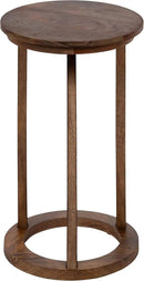 Kate and Laurel Aja Modern Side Table; 15 x 15 x 23; Walnut Brown; Decorative Modern Geometric Wood Bedroom Nightstand Table with Round Tabletop and Unique Slanted Legs by CozyNest Decor