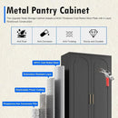 Black Pantry Kitchen Cabinet with Drawer, 75 Inch Metal Storage Cabinet with Doors and Shelves, Steel Food Pantries, Large Freestanding Cupboard for Living&Dining Room-Assemble Required by CozyNest Decor