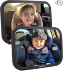 Funbliss 2-Pack Baby Car Mirror - Shake-Proof & Shatterproof, 360° Adjustable Angle, Clear Wide View for Rear-Facing Infants, Easy Install, Perfect Baby Travel Gear & Carseat Accessories by TinyTreasures Baby Boutique