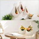 Hanging Fruit Baskets for Kitchen - 3 Pack Boho Wall Hanging Basket with 6 Pcs Strong Hooks, Handwoven Onion Storage Teardrop Home Onion Basket for Fruits Vegetable Potato Kitchen Storage (White) by CozyNest Decor