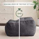 HIGOGOGO Square Stuffed Pouf Ottoman, Corduroy Poufs with Foam Chunk Filling, Furry and Fluffy Pouf Foot Stool Storage Ottoman, 25.6 X 25.6 Floor Poufs Foot Rest for Living Room, Dark Grey by CozyNest Decor