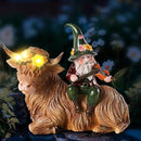 Solar Highland Cow Figurines for Garden with Gnome Playing The Violin 6.7" Resin Garden Gnomes Outdoor Patio Yard Lawn Porch Decor Birthday Housewarming Gifts for Women Mom Grandma Wife Sister Friend by CozyNest Decor