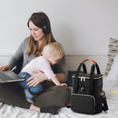 Breastmilk Cooler Bag with Ice Pack Fits 6 Baby Bottles Up to 9 Ounce, Expandable Double-Layer Leak-Proof Cooler Bag with Shoulder Strap for Nursing & Working Mom, Black by TinyTreasures Baby Boutique