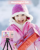 Digital Camera, FHD 1080P Point and Shoot Kids Camera, with 32GB Card, 2 Batteries, 16X Zoom Anti Shake Date Stamp, Compact Portable Small, for Starter Kid Children Teen Student Girl Boy(Pink) by TinyTreasures Baby Boutique