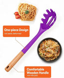 Silicone Pasta Fork, Kitchen Heat Resistant Noodle Spoon Server, BPA Free Spaghetti Strainer,12.8 inch (BERRY) by CozyNest Decor
