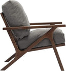 Wahson Mid Century Chair, Upholstered Accent Armchair, with Wood Frame and Canvas Cushions, Leisure Slipper Chair for Living Room/Bedroom, Grey by CozyNest Decor