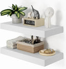 Heimlove 12" Deep White Floating Shelves for Wall, 24 Inch Wall Shelf Bathroom Shelves Set of 2, Wall Mounted Shelves for Books Living Room Laundry Room Bedroom Kitchen Home Office by CozyNest Decor