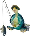 Turtle Fishing Decor, Summer Garden Statues, Nautical Coastal Beach Decorations, Home Office Decor Gifts, Bookshelf Desk Bathroom Tabletop Statue Ornament (Turtle Fishing) by CozyNest Decor