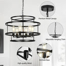 24" Black Chandelier, 6-Light Farmhouse Pendant Light Fixture with Geometric Metal Frame, Modern Industrial Ceiling Hanging Light for Dining Room, Living Room, Bedroom, Kitchen Island, Hallway, Foyer by CozyNest Decor