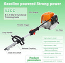 52cc 2-Cycle Gas Weed Wacker,8 in 1 Gas Powered Weed Eaters,2025 Upgrade 9500rpm String Trimmer,Weed Eater, Brush Cutter, Edger,Pole Saw Chainsaw with Extension Pole,Gas Powered Yard Tool (Orange) by GreenHaven Gardens