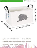 LANGYASHAN Rectangular Storage Bin Collapse Canvas Fabric Cartoon Storage Basket with Handles for Organizing Home Kitchen Boys and Girls Toys Office Closet Shelf Baskets (REC Elephant) by TinyTreasures Baby Boutique