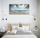 Framed Tropical Beach Wall Art - Ocean Waves Canvas Pictures Coastal Blue Sky and Sea Print Seaside Palm Tree Leaves Scene Painting Artwork Living Room Bedroom Office Home Decor 20" x 40" by CozyNest Decor