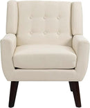 UIXE Accent Chair, Modern Upholstered Armchair in Fabric for Living Room, Comfy Club Arm Chairs Single Sofa Button Tufted Bedroom Reading Seat - White, Set of 1 by CozyNest Decor