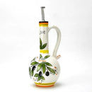 Hand-Painted Ceramic Olive Oil Dispenser Bottle – 15oz Decorative Stoneware Cruet with Stainless Steel Spout for Oil, Vinegar, Syrups, and Sauces by CozyNest Decor