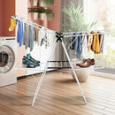 COSTWAY Clothes Drying Rack, Foldable 2-Level Laundry Drying Rack w/Height-Adjustable Wings, 33 Drying Rails & Sock Clips, Standing Large Drying Rack for Clothing, Indoor Outdoor Use by CozyNest Decor