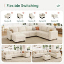 HONBAY Corduroy Sectional Sofa with Storage, U Shape Modular Sectional Sofa with Chaise, Modular Couches for Living Room, Beige by CozyNest Decor