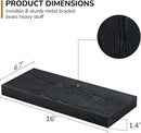 Fun Memories Floating Shelves - 16 Inch Rustic Black Wall Shelf - Wall Mounted Shelves for Wall Decor Storage - Wooden Shelves with Invisible Brackets for Living Room, Bedroom, Kitchen, 2 Pack by CozyNest Decor