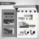 Rebee Vision Key Holder with Mail Organizer Wall Mount - Decorative Home Essentials for Key Rack with 5 Rustic Keys Hooks - Modern House Decor for Entryway (Gray & White) by CozyNest Decor