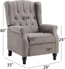 CANMOV Push Back Recliner Chair Set of 2, Modern Fabric Wingback Recliner Chair, Comfy Armchair Single Sofa Accent Chair with Padded Seat and Nailhead Trim, Tufted, Grey by CozyNest Decor