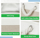 Bidtakay Small Baskets Fabric Storage Baskets for Organizing 3-Pack 12x8x5 Inch Collapsible Storage Bins for Shelves Canvas Bins for Closet Organization Baskets Storage Linen Closet S-White&Beige by TinyTreasures Baby Boutique