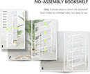 4NM No Assembly 4 Tiers Folding Bookshelf, 47.2" H Foldable Storage Shelves Vintage Bookcase Standing Racks Study Organizer Home Office - All White by CozyNest Decor