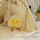 Teepee Tent for Kids with Padded Mat Cotton Canvas Kids Teepee with Pompom for Toddlers Indoor Play Tent for Girls Boys with Stars Lights, Carry Bag, Banner Flag (Cream) by TinyTreasures Baby Boutique