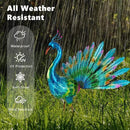 VEWOGARDEN Peacock Outdoor Statues Metal Peacock Tail Spread Garden Sculptures & Statues for Yard Lawn Patio Pool Outside Decorations, Blue by GreenHaven Gardens
