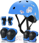 Adjustable Kids Bike Helmet with Knee & Elbow Pads Set, Color Gradient Design for Boys and Girls Aged 3-14+, for Skateboarding, Scooter, Roller & Inline Skating, Longboard by TinyTreasures Baby Boutique