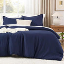 Litanika Navy Blue Comforter Set California King Size, 3 Pieces Cal King Lightweight Solid Bedding Comforter Set, All Season Fluffy Down Alternative Bed Set (104x96In Comforter & 2 Pillowcases) by CozyNest Decor